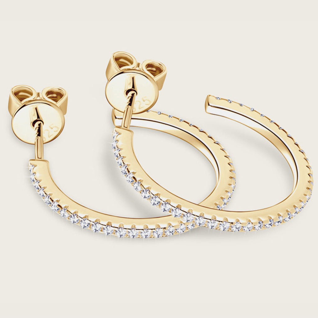 Inlaid Sparkala™ Pure Sterling Silver C-Hoop Earrings