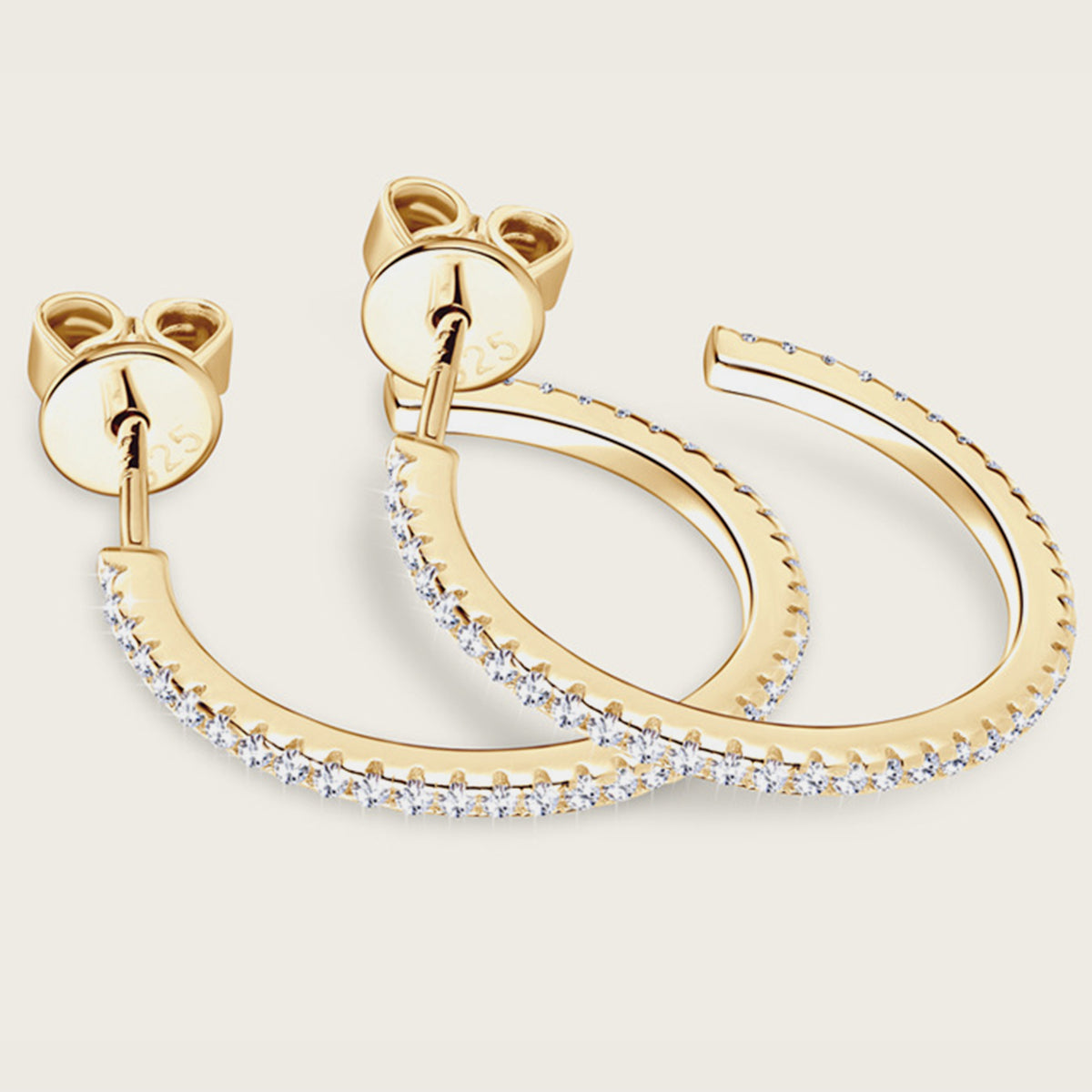 Inlaid Sparkala™ Pure Sterling Silver C-Hoop Earrings