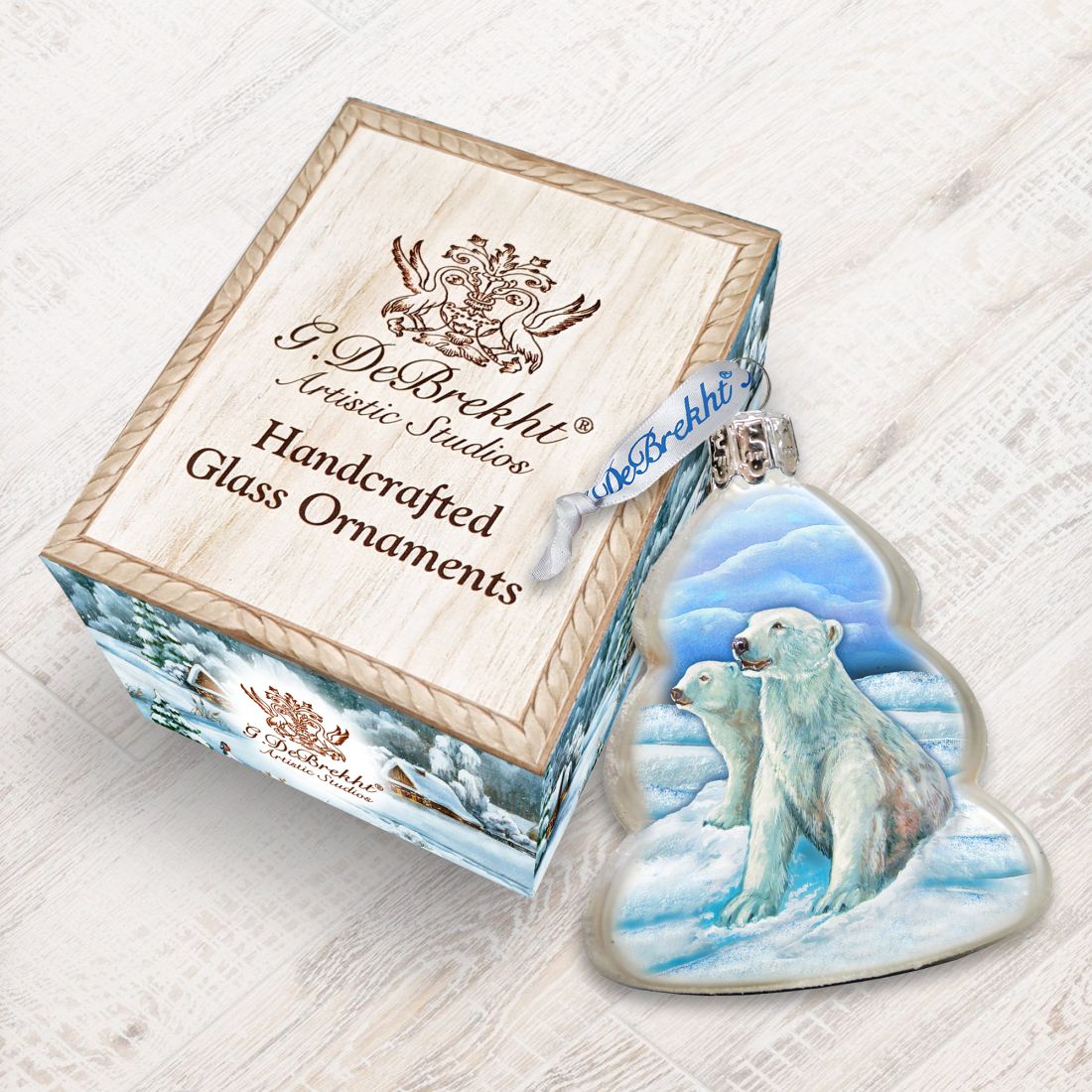 Polar Bears Family Mercury Glass Ornament by G. DeBrekht - Wildlife Holiday Decor - 771045