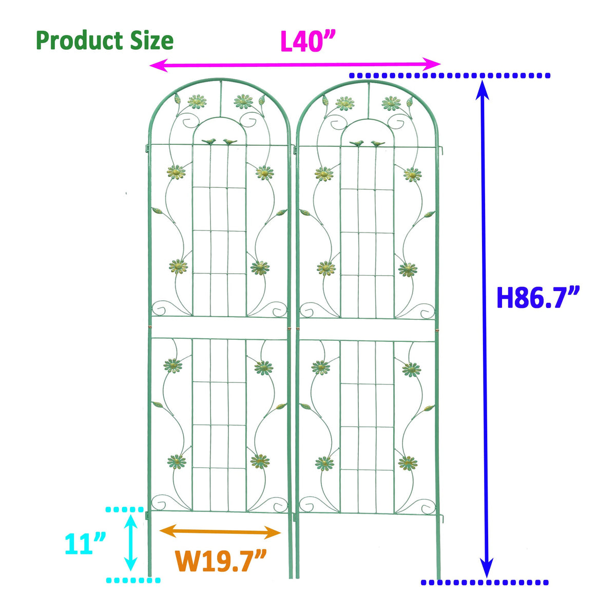 4 Pack Metal Garden Trellis 86.7'' x 19.7'' Rustproof Trellis for Climbing Plants