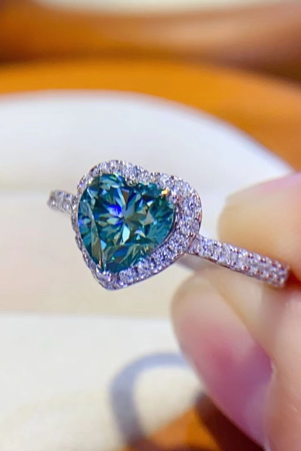1-Carat Green Sparkala™ Heart Ring (Platinum Over Pure Sterling Silver)