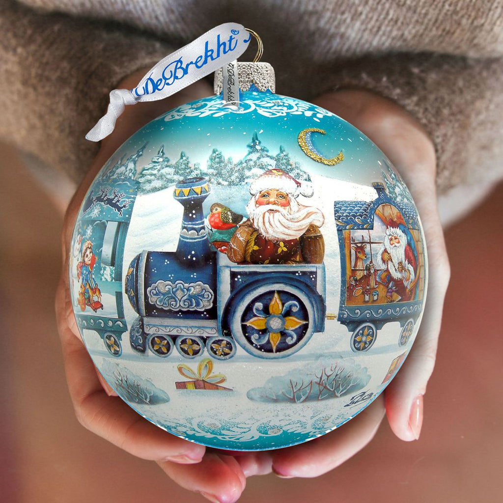 Express Train Ball Glass Ornament Limited Edition by G. DeBrekht - Christmas Santa Snowman Decor - 73873B