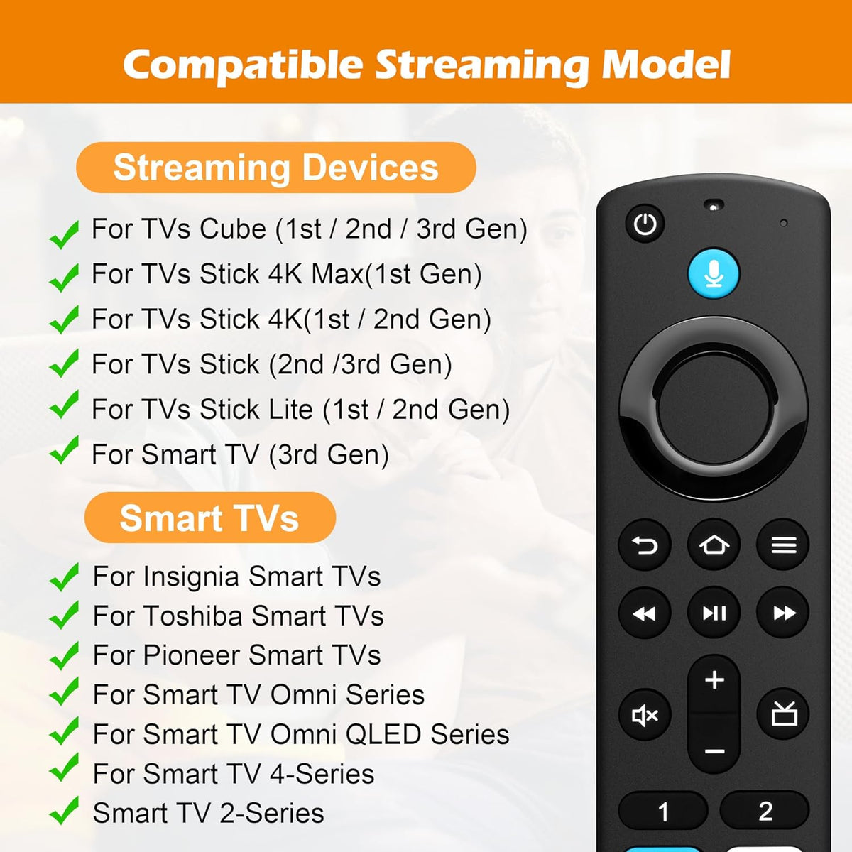 Replacement Voice Remote Control Fit for Fire Smart TV Stick(2Nd Gen/3Rd Gen), Stick(Hd/4K Max/4K/Lite), TV Cube, Smart TV (3Rd Gen, Pendant Design), Not for Roku Multicolor