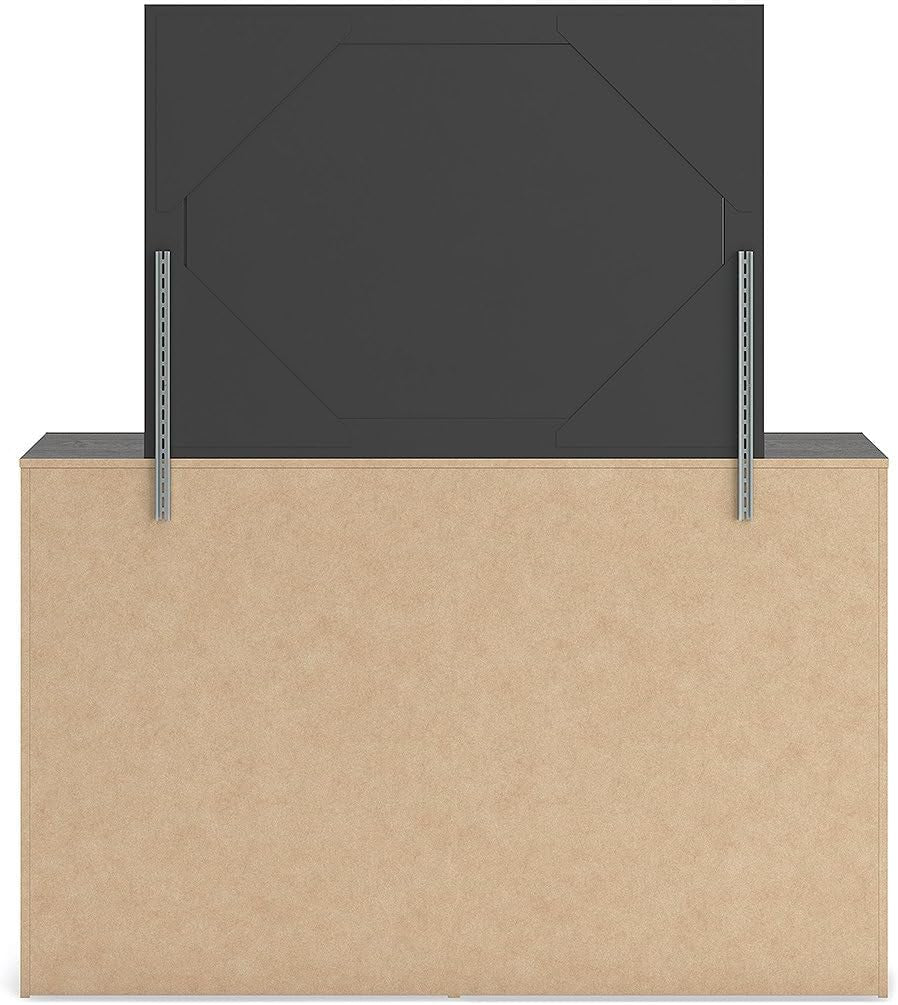 Signature Design by Ashley Delmorta Rustic 6-Drawer Dresser and Mirror with Anti-Tipping Restraint, Black