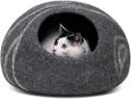 Cat Cave – Premium Felt Cat Bed for Indoor Cats, Handmade Merino Wool (Dark Gray, Medium)