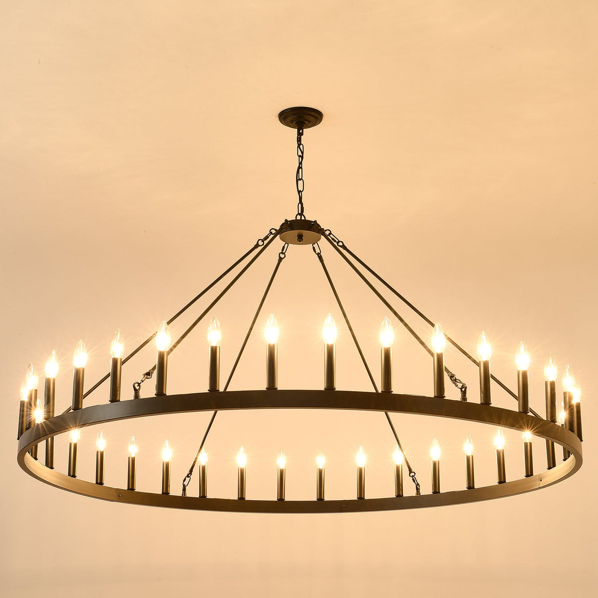 59.1 Inch 36-Light Wagon Wheel Chandelier