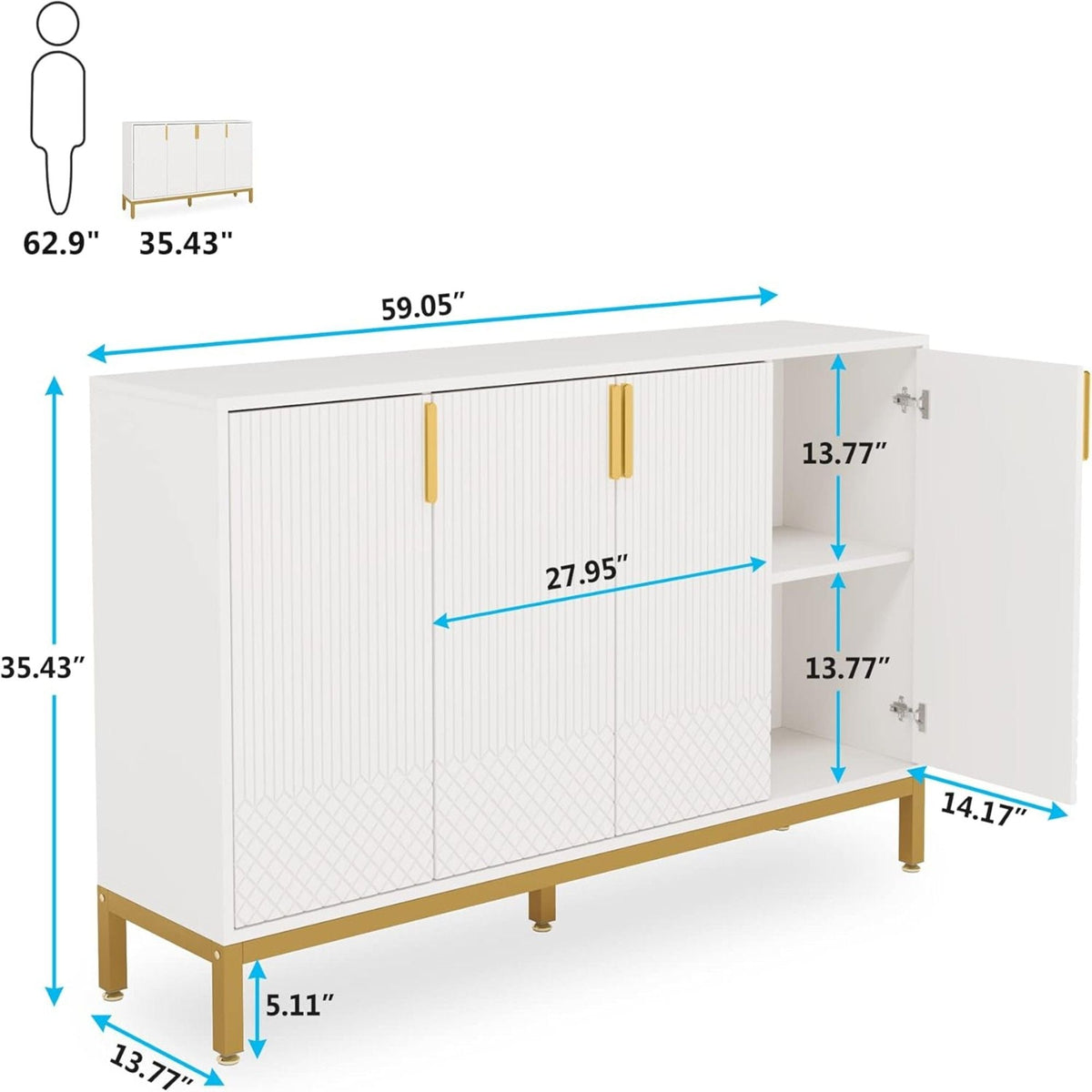 Buffet Sideboard Cabinet With Geometric Doors