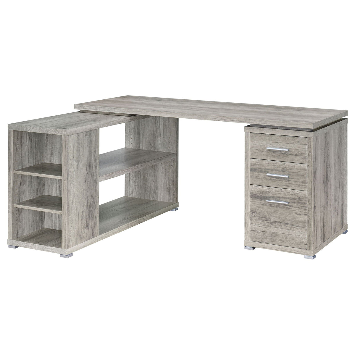 Tona - L-Shape Computer Desk With 3 Drawers And 5 Shelves