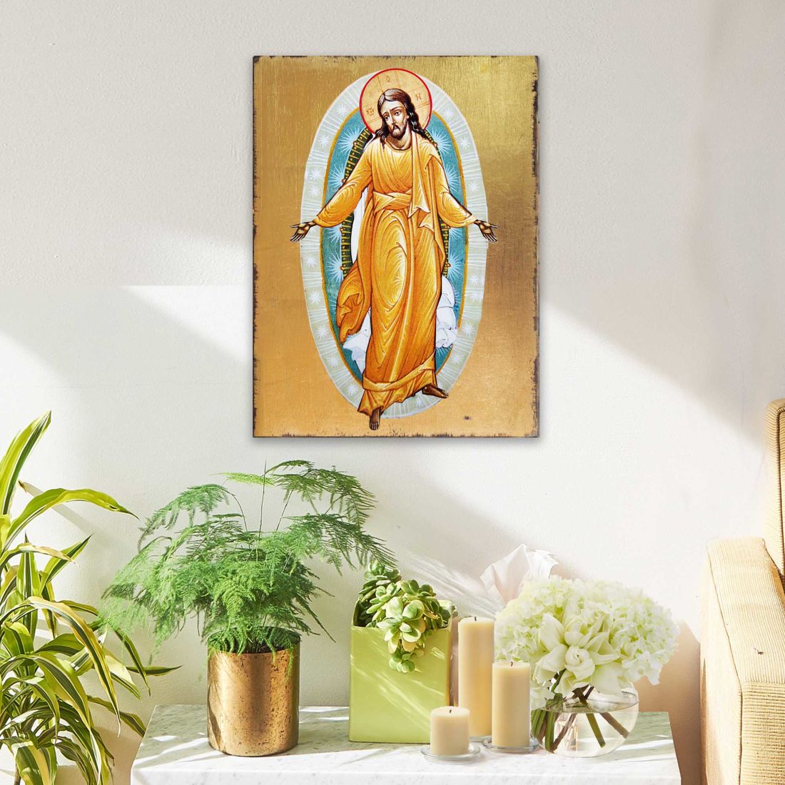 Resurrection Wooden Gold Plated Religious Christian Sacred Icon - Inspirational Icon Decor - 85059