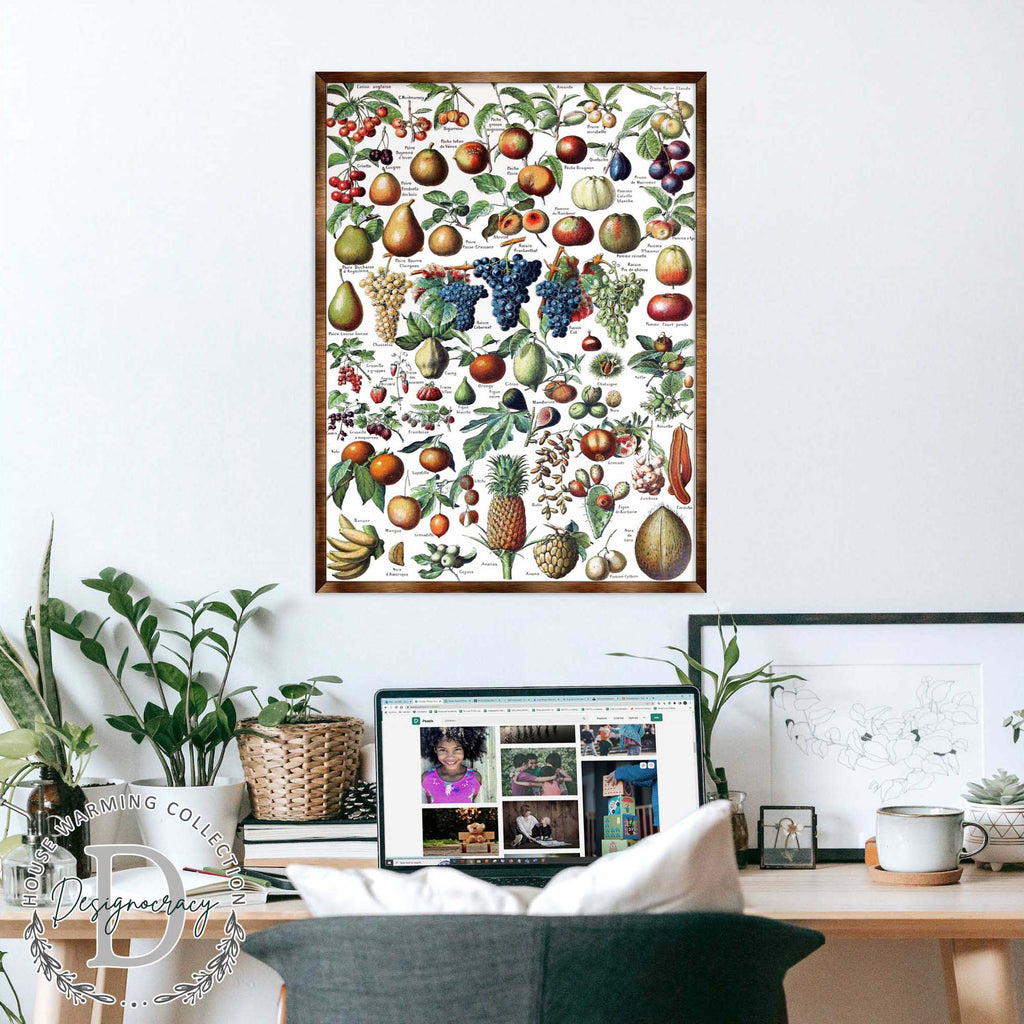Fruit Montessori Wooden Poster - Homeschool I Educational Poster - Classroom Decor - Aesthetic - 310223