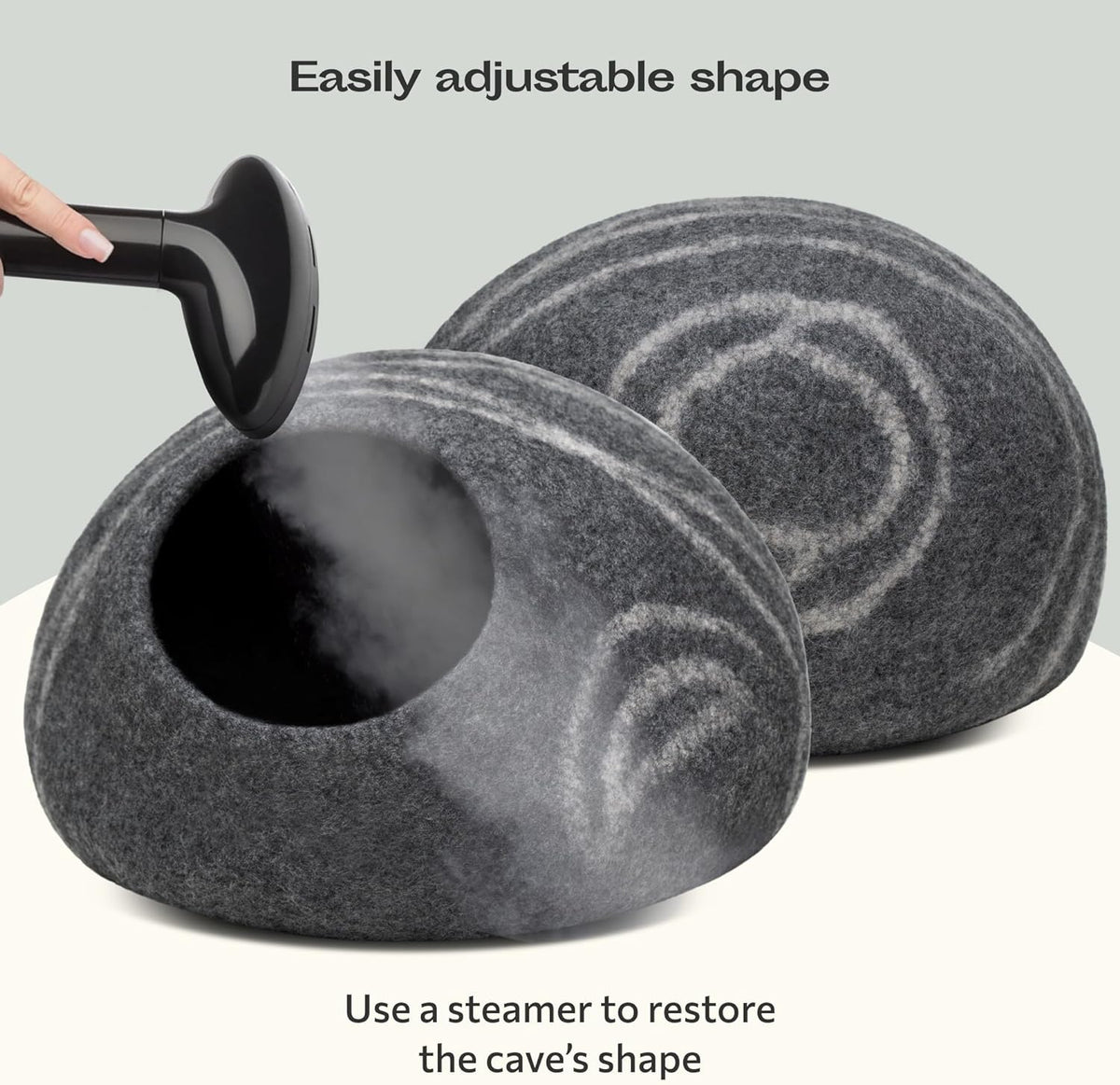 Cat Cave – Premium Felt Cat Bed for Indoor Cats, Handmade Merino Wool (Dark Gray, Medium)
