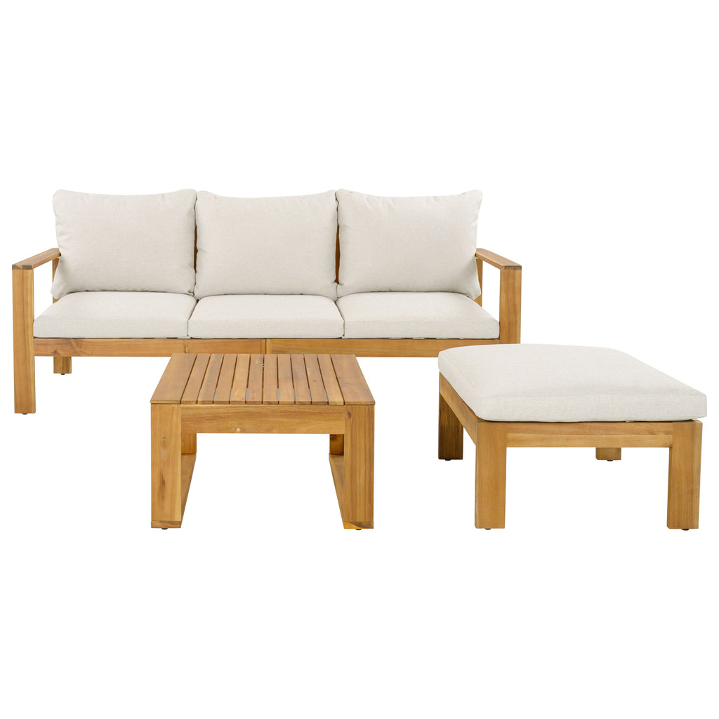 Outdoor 3pcs Acacia Sectional Patio Sofa Set