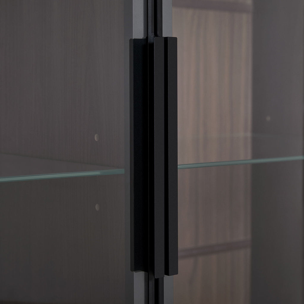 Modern Minimalist Style LED Curio Cabinet With Tempered Glass Door, Metal Legs