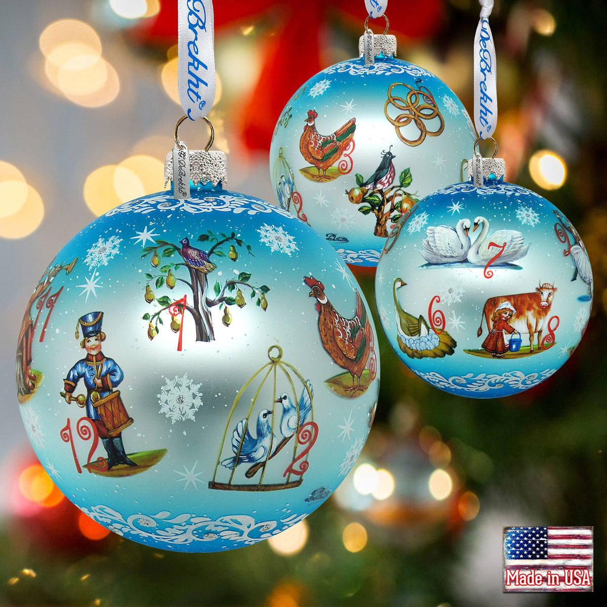 Limited Edition, Oversized 12 Days of Christmas Glass Ornament, Christmas Decor - 73861 by G. DeBrekht