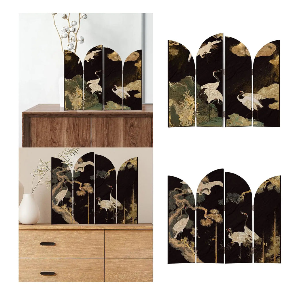 Mini Chinese Folding Screen – Desktop Flower & Bird Room Divider Ornament