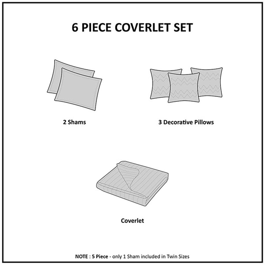6 Piece Cotton Sateen Quilt Set with Throw Pillows Aqua Full/Queen