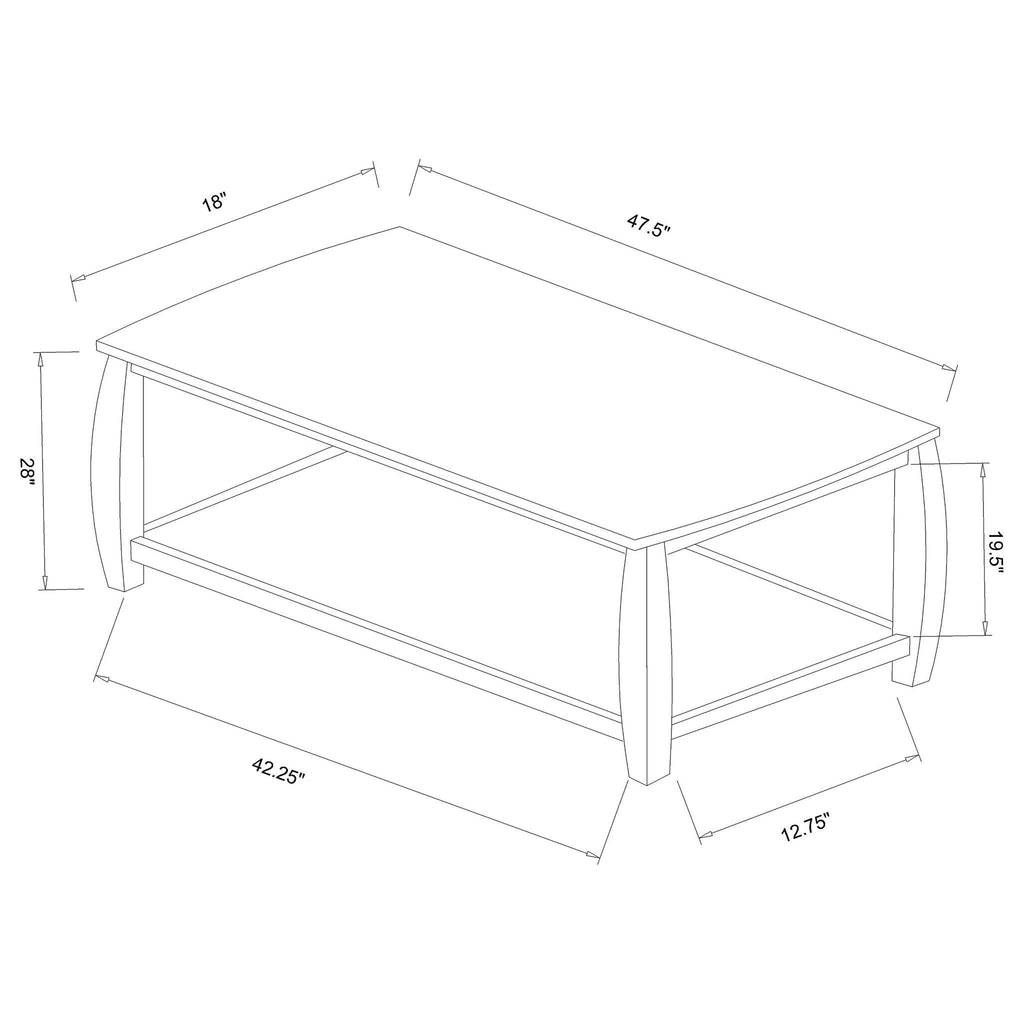 Rectangular Sofa Table With Double Shelf - Brown