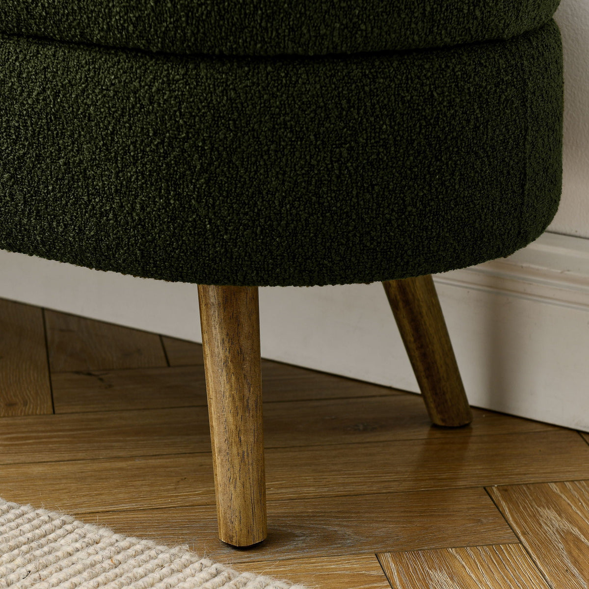 Ottoman Oval Storage Bench with Rubber Wood Legs