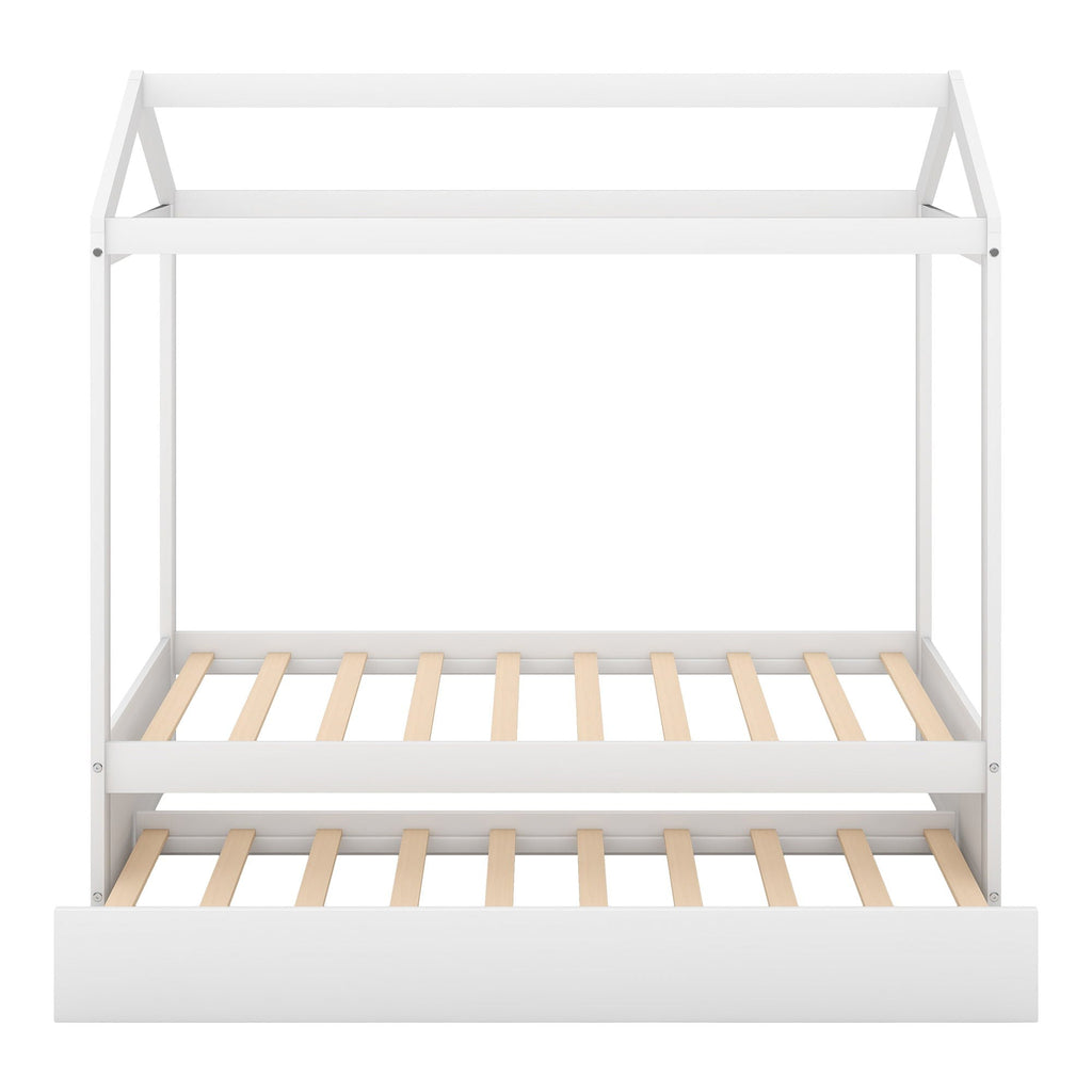 House Bed With Trundle In, Twin Size - White
