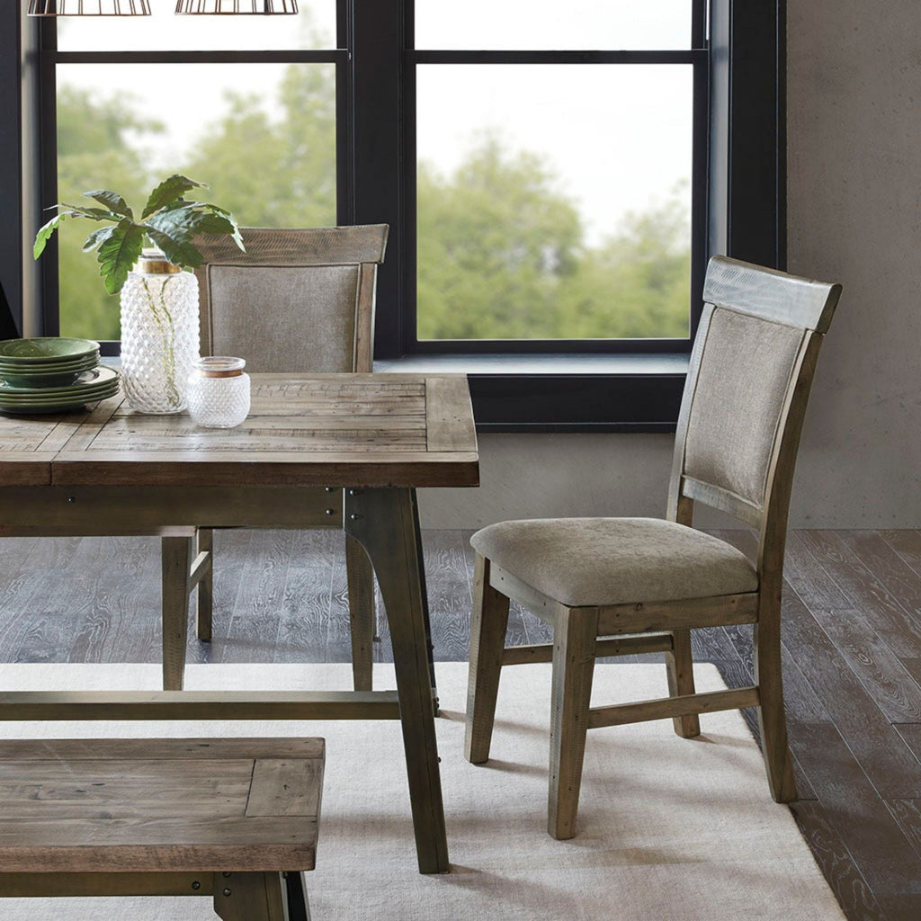 Dining Side Chair Set With Cushioned Back And Seat (Set of 2) - Weathered Gray / Natural