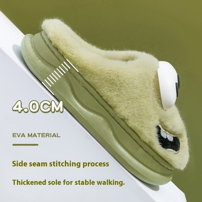 Female Warm Indoor Cartoon Big Eye Dog Cotton Slippers