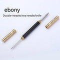 Double-headed Ruyi Golden Hoop Rod Tea Knife to Pry Copper Ebony Tea Needle
