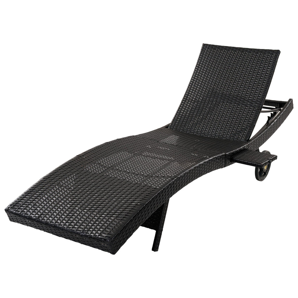 K&K 80'' Patio Wicker Chaise Lounge Chairs Set of 2