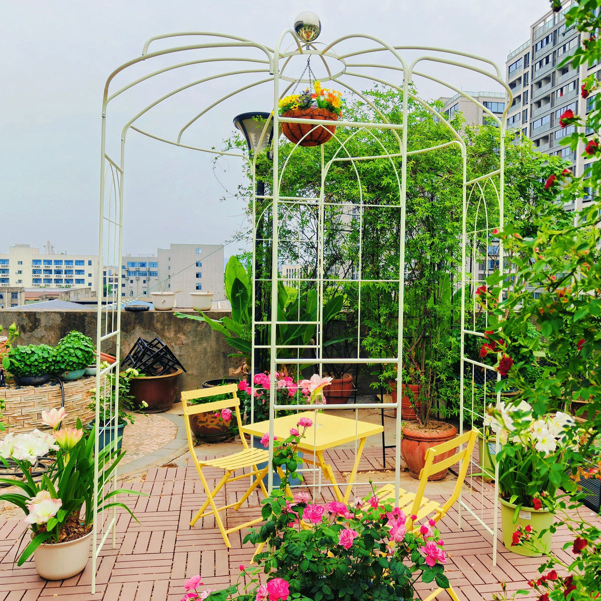 Metal Garden Arch Iron Garden Arbors Gazebo Dia High Birdcage Shape Pergola Pavilion For Wedding Ceremony