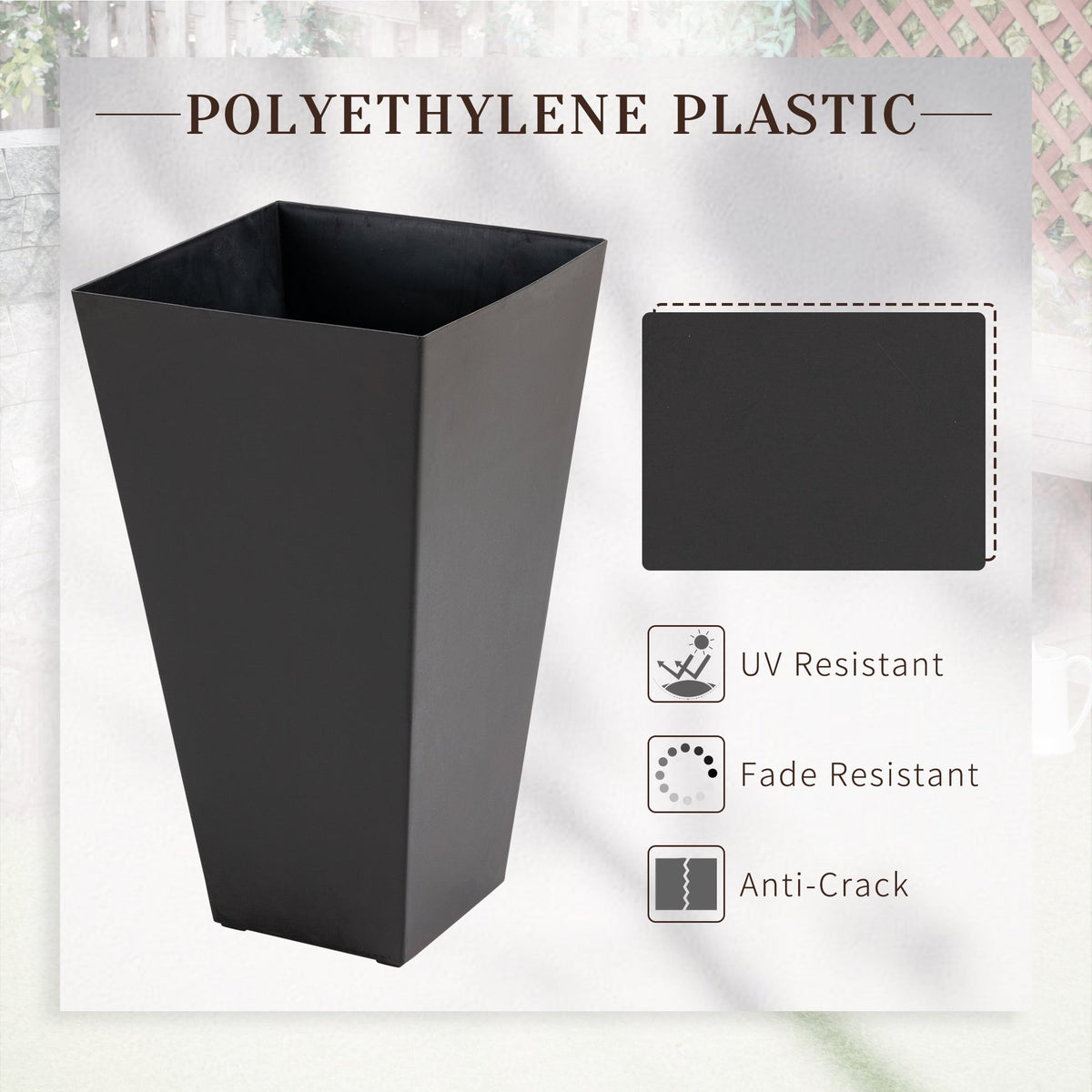Outsunny Set of 3 Tall Planters with Drainage Hole