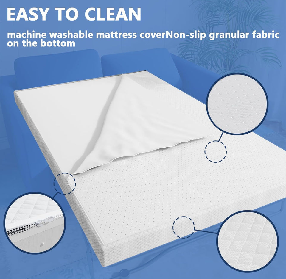 Brand New 4.5 Inch Cold Gel Memory Foam Mattress Replacement for Sleeper Sofa and Couch Beds - Queen Size CertiPUR-US Certified (Sofa Not Included)
