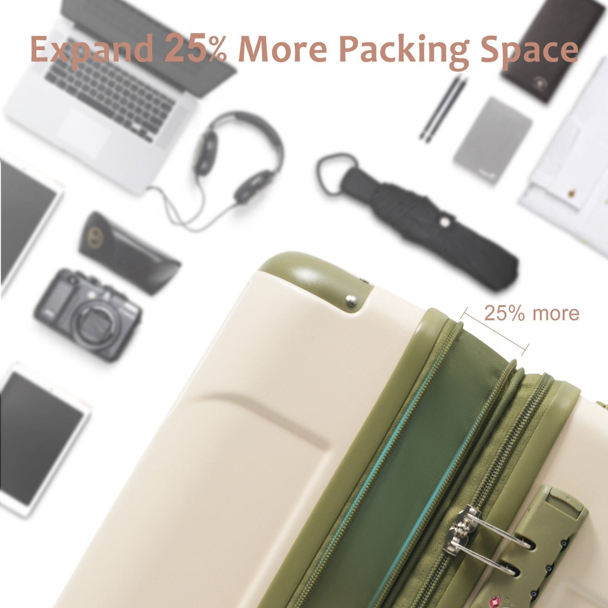 GigaTech 3-Piece Expandable Hard Shell Luggage Set with TSA Lock