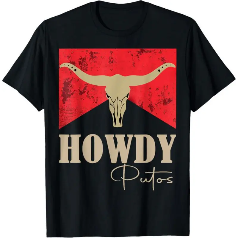 "Howdy Putos" Bull Skull Country Western Graphic T-Shirt – Unisex Cowboy Tee