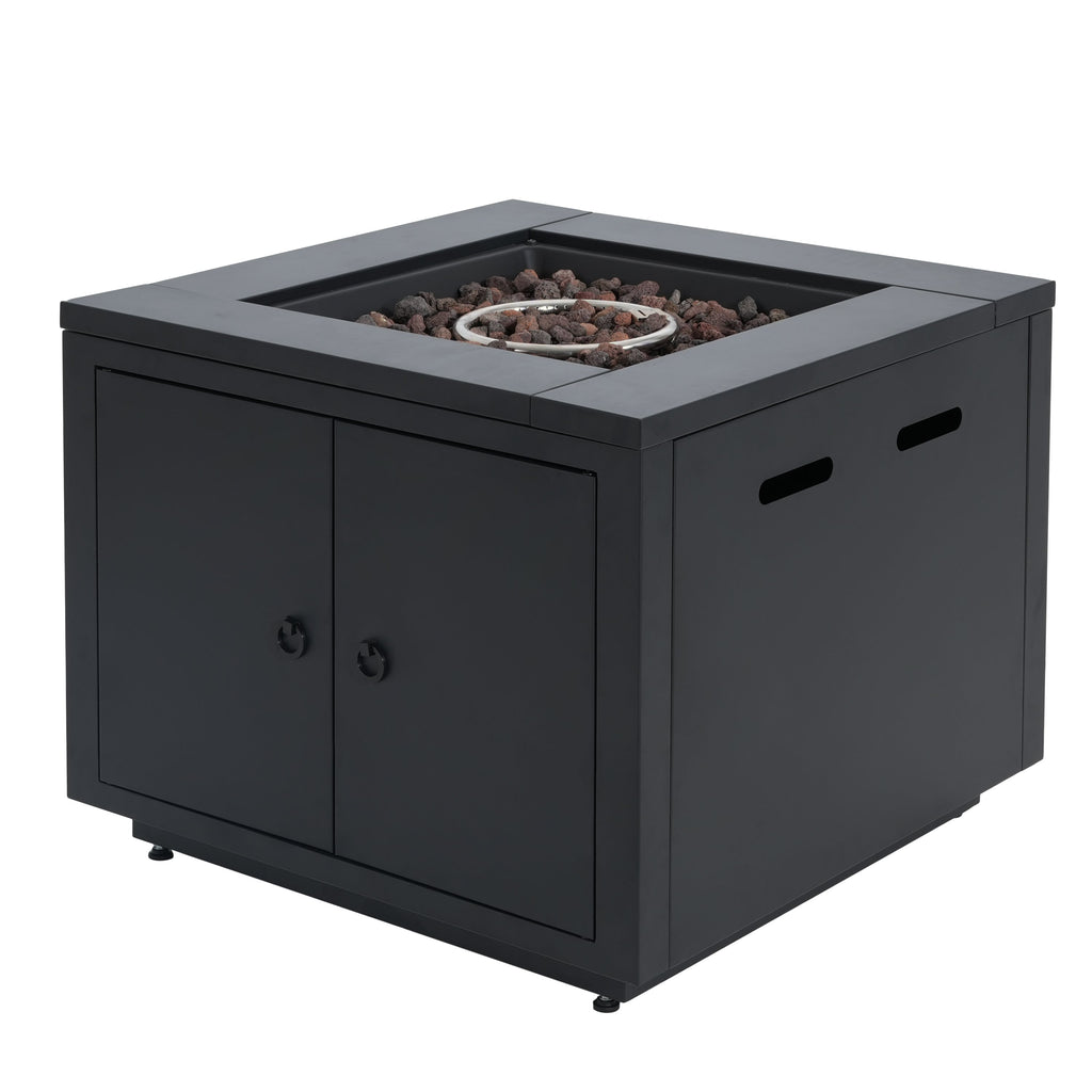 30inch Square  Steel Fire Pit Table, in Black,40000BTU