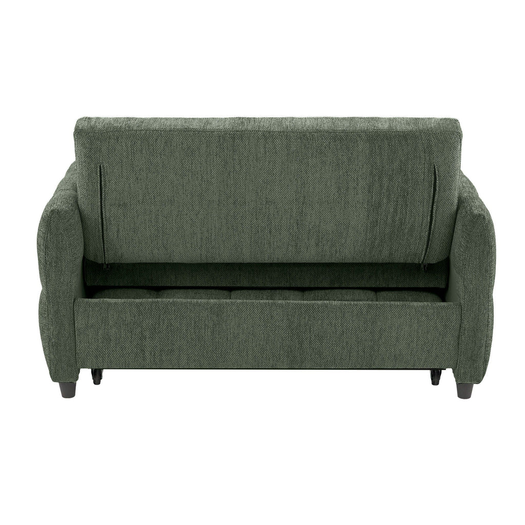 Loveseat Sofa Pull-Out Bed With Adjustable Backrest, 3 USB Ports And 2 Lumbar Pillows For Living Room