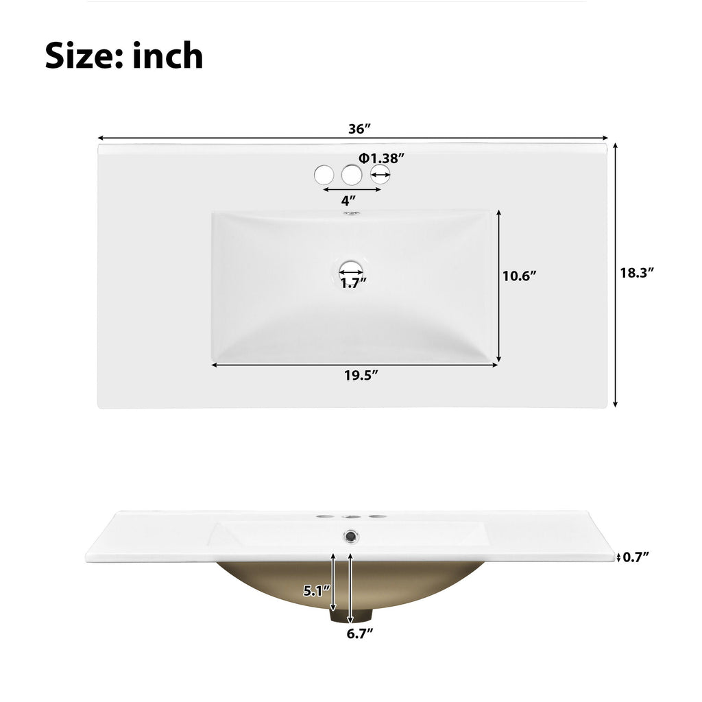 Bathroom Vanity With Sink, Soft Close Doors, 4 Storage Drawers