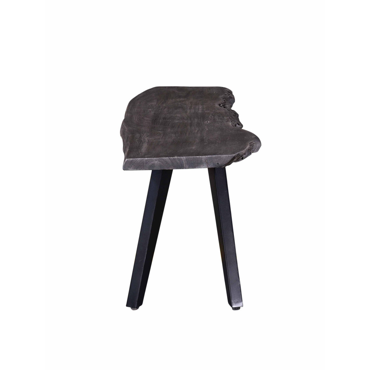 Modern Acacia Wood Dining Bench, Live Edge Design Accent Bench With Iron Legs - Black / Gray
