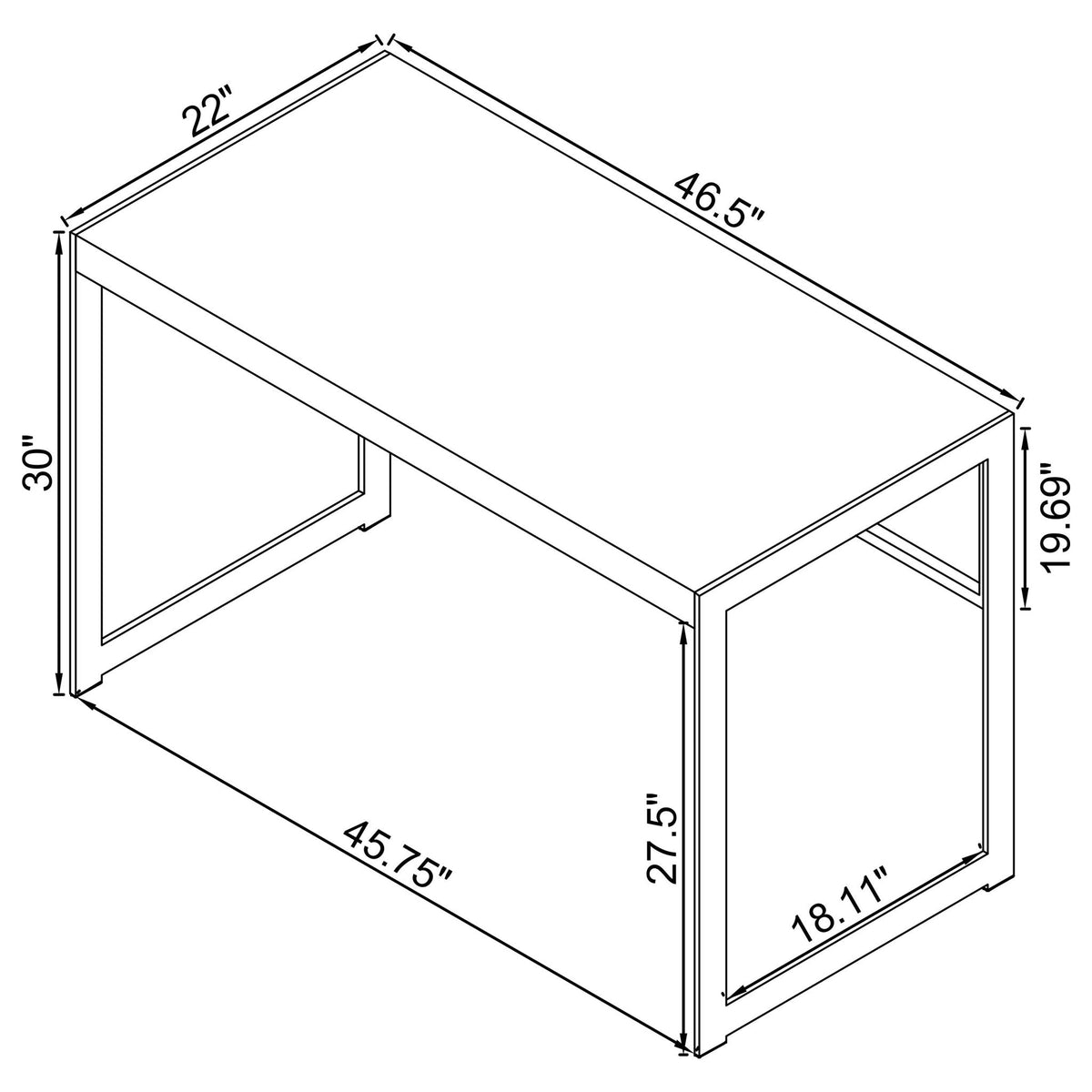 Writing Desk Design, Compact Size For Small Spaces - Brown