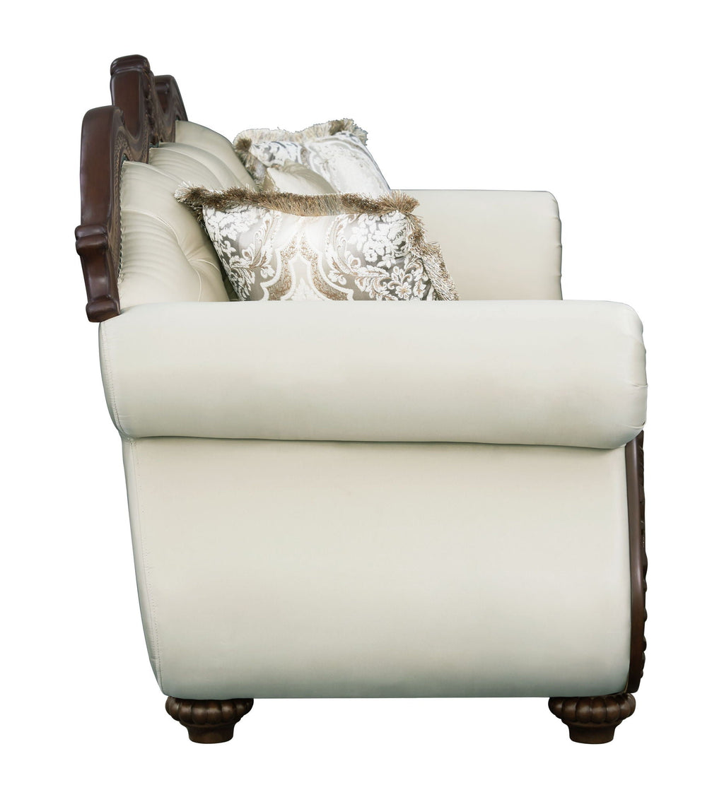 Pierce Sofa With 5 Pillows - Beige / Cherry