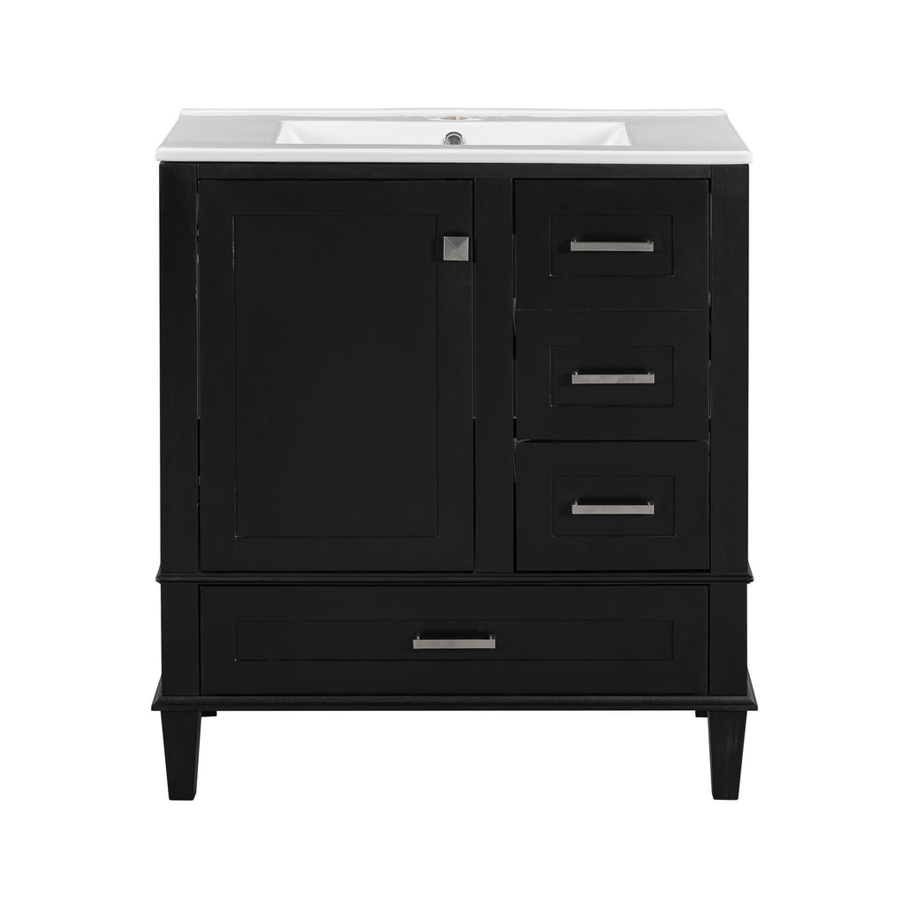 Bathroom Vanity & Tall Storage Cabinet Set With Doors, Adjustable Shelves, Soft Close Hinges, Sink