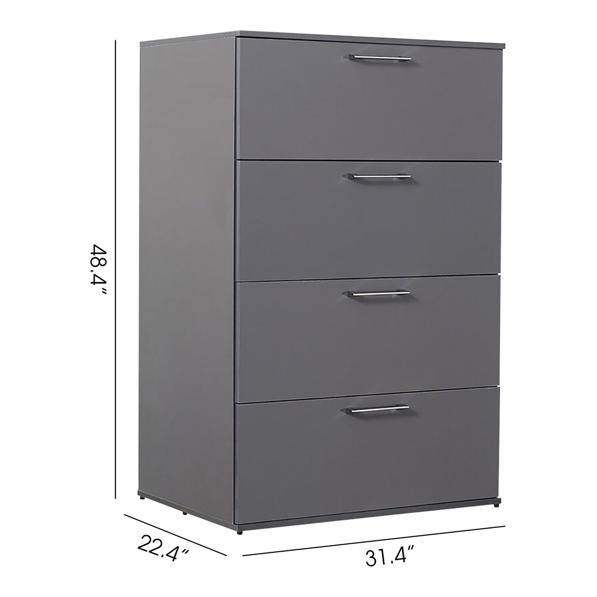Bliss - Glossy 4 Drawer Jumbo Chest With Extra Deep Storage