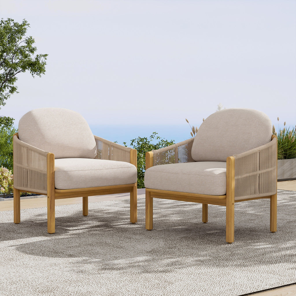 Grotta Outdoor Wood Club Chair Set of 2
