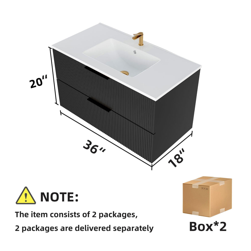 Modern Wall Mounted Floating Bathroom Vanity With Sink And Drawers