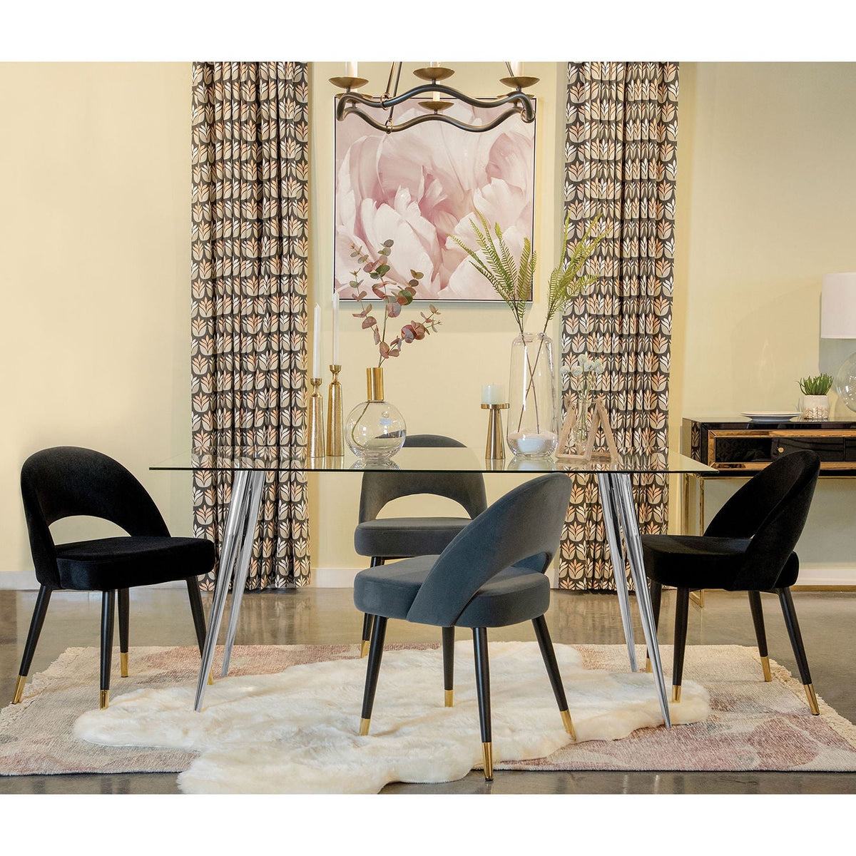 Vendas - Rectangular Glass Top Dining Table - Chrome