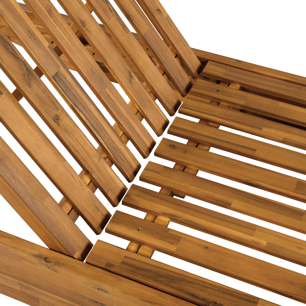 Modern Acacia Wood Outdoor Chaise Lounge