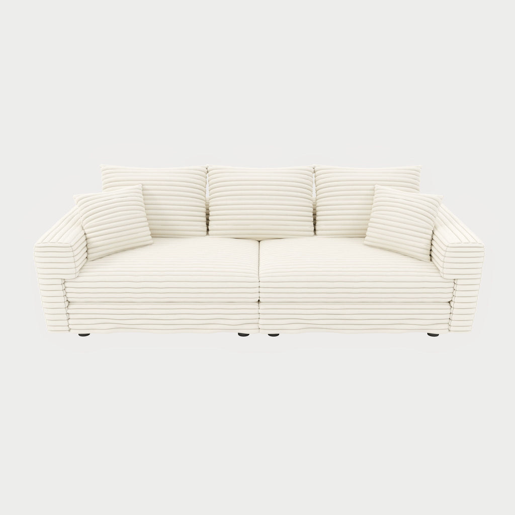Deep Seat Convertible Sofa With Soft Pillows And Ottomans