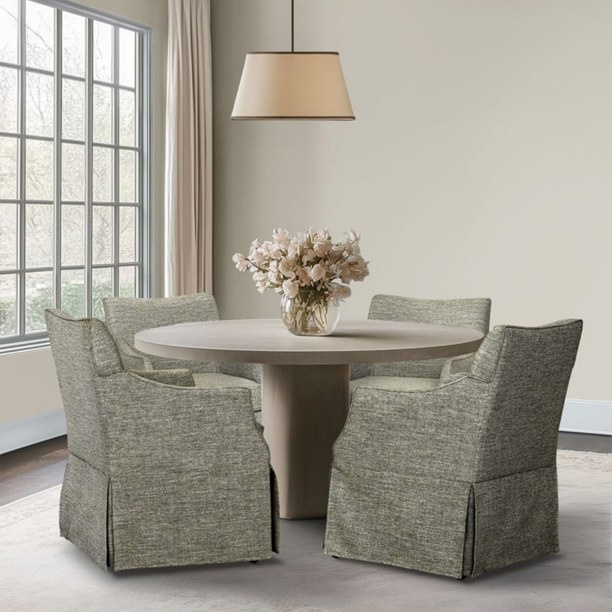 London - Upholstered Skirted Dining Arm Chair