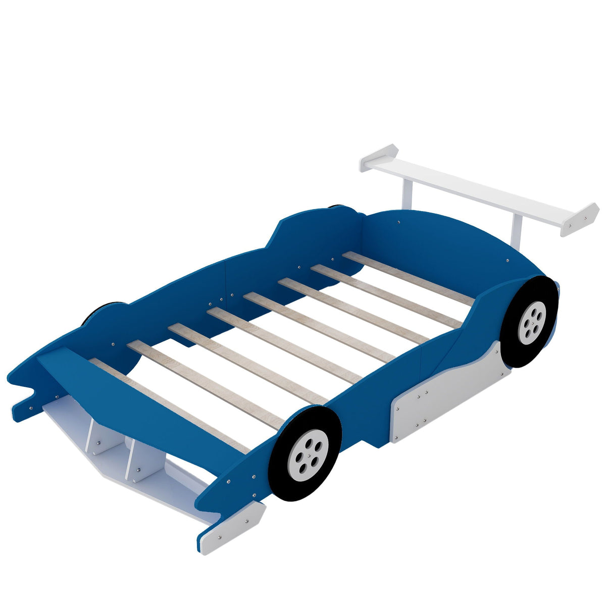 Race Car-Shaped Platform Bed With Wheels