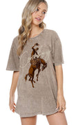 PUFF' Cowboy Western Graphic S/S Washed Boyfriend Tee