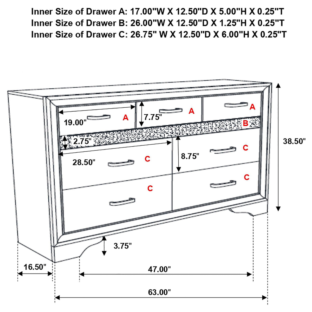 Annie - 9 Drawer Dresser
