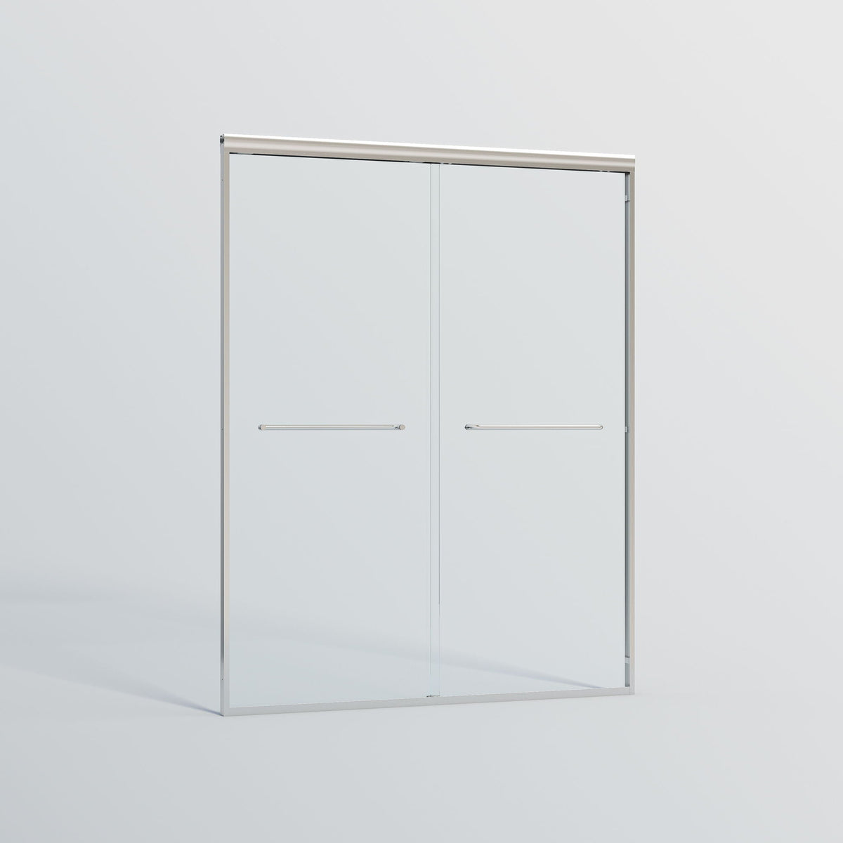 Double Sliding Shower Door, Semi-Frameless Bypass Bathroom Sliding Door With 1/4" (6 Mm) Tempered Glass For Walk-In Shower